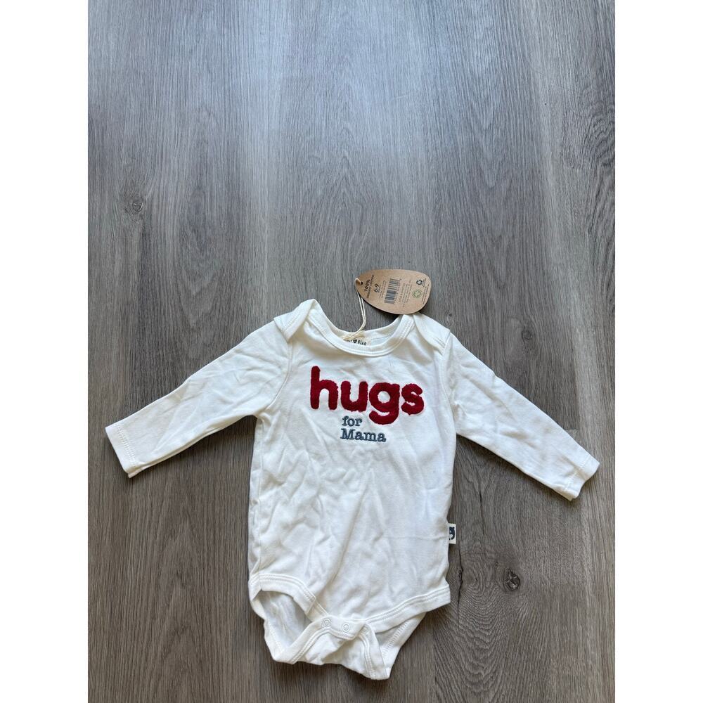 Rabbit Bear Organic Cotton baby long sleeve one piece top, size 6-9 months NWT